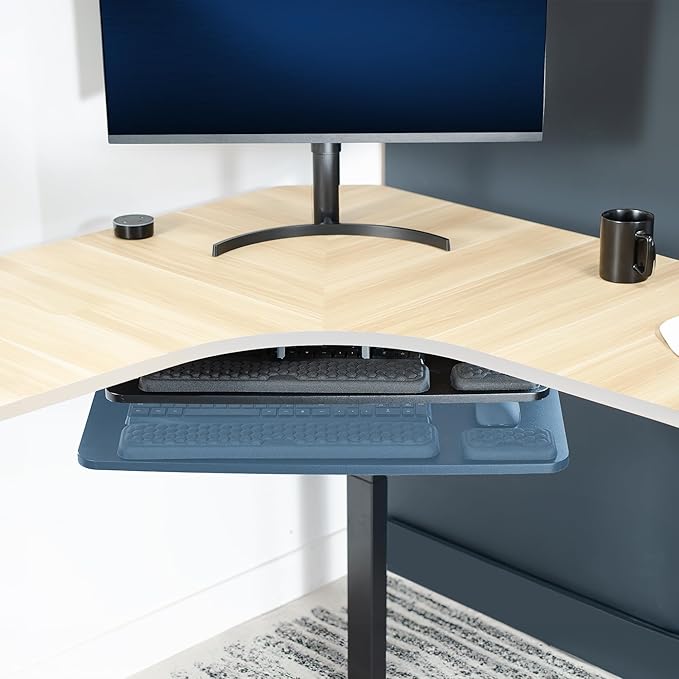 VIVO Premium Adjustable 34 x 11 inch Computer Keyboard and Mouse Platform Tray, Ergonomic Under Table Desk Mount Drawer with Padding, Black, MOUNT-KB34P-B