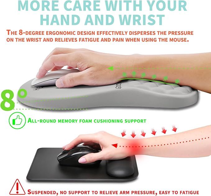 Ergonomic Mouse Pad Wrist Support with Memory Foam Massage Bulge, Carpal Tunnel Pain Relief Mousepad Wrist Rest for Mouse(12x8 inch, Good Morning)