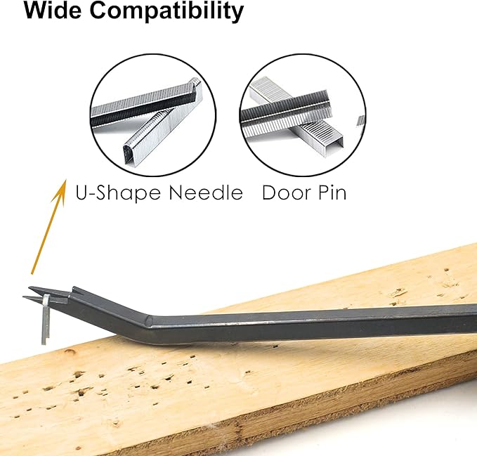 Heavy Duty Staple Remover with Double Pronged Head, Tack Puller Industrial Upholstery Staple Remover for Carpet Furniture Floor Carton (2 Pack)