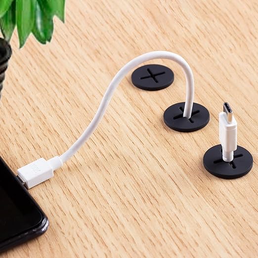 2 PCS Cable Grommet Made of Flexible Silicone 1 Inch Desk Grommets for Table and Other Furnitures Hole Cover Cord or Wire Pass Through Black Color