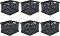 Sterilite Stackable Plastic Storage Crate Bin Organizer File Box with Handles for Home, Office, Dorm, Garage, or Utility Organization, Black, 6-Pack