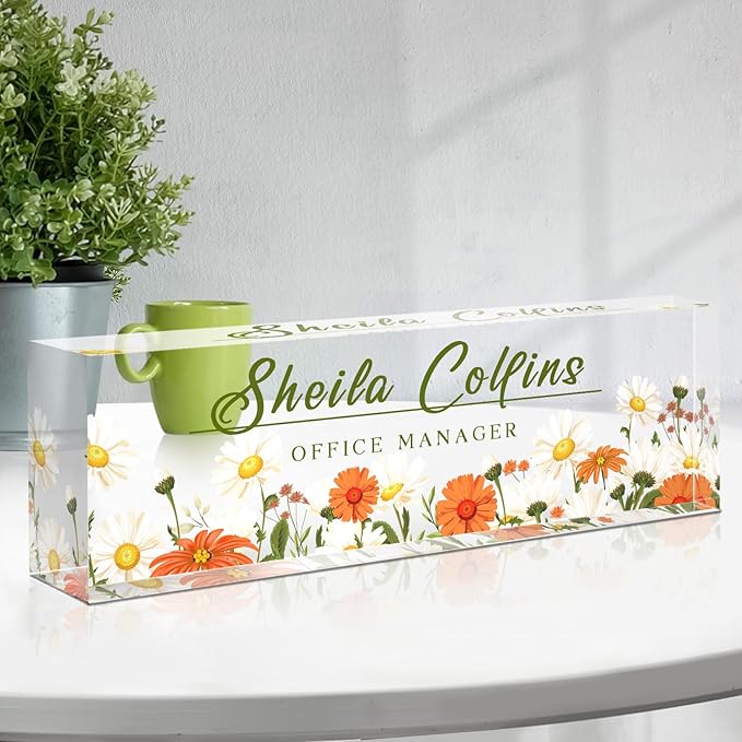 Personalized Custom Name Plate for Desk and Office, Acrylic Employee Appreciation Gift, Funny Office Decor by Daisy
