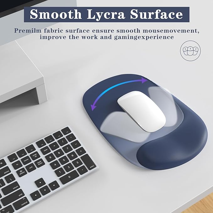 Wrist Rest Support for Mouse Pad and Keyboard Set, Ergonomic Gel Wrist Support - Fabric with Non-Slip, Soft & Comfortable, Relieve Office or Gaming Wrist Pain (Blue)