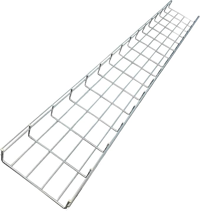 Kable Kontrol Cable Tray - 5 Feet Long x 8" W x 4” H - 6 Pcs Bulk Pack - Wire Mesh Tray Cable Management Rack Cords Organizer Cable Basket, Zinc Plated Steel NEC Approved for Network, Fiber Optic