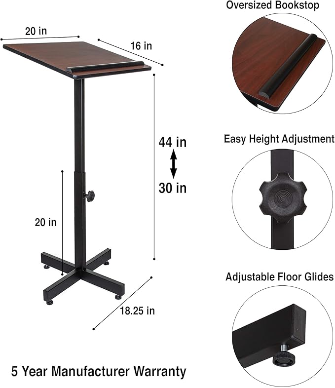 OEF Furnishings Portable Presentation Lectern Stand, Height Adjustable