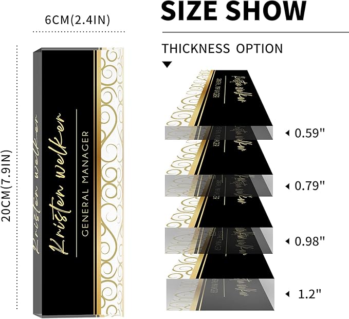 Custom Name Plate for Desk, Desk Name Plate Personalized, Office Decor for Women Men, Acrylic Desktop Accessories, Office Gifts for Coworkers Boss Teacher, Employee Appreciation Gifts (Black/Gold)