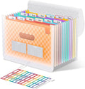 ThinkTex Accordion File Organizer, 12 - Pocket Expanding File Folders for Paper Receipts, Bills&Taxes Organizer, Letter/A4 Size Document Holder for School, Office, Home with Colorful tabs-Orange