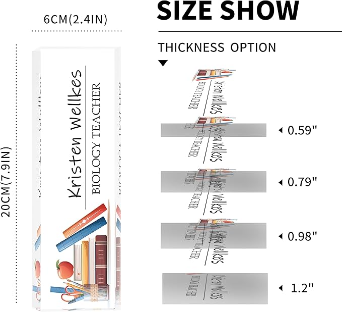 Custom Desk Name Plate Personalized, Acrylic Name Plates for Desk, Office Decor Personalized Gifts for Teacher Coworkers Boss Nurse (Books)