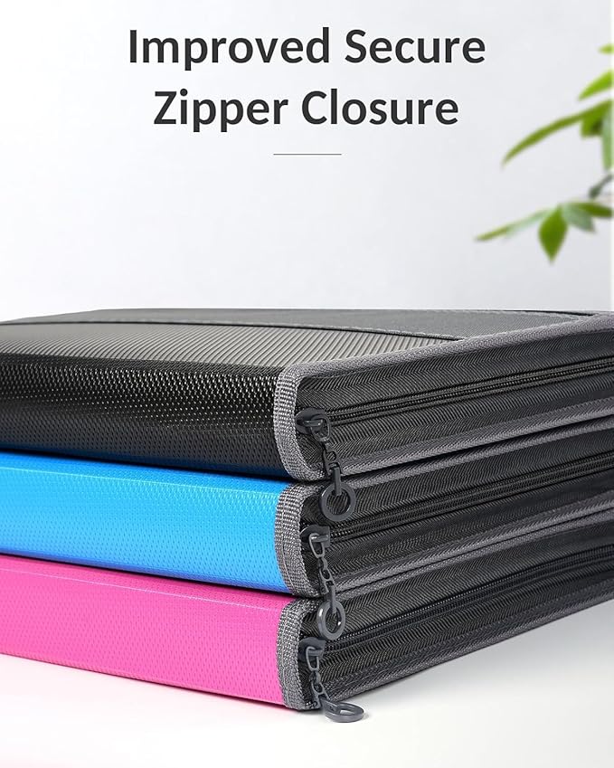 Sooez Accordion File Organizer with Safe Zipper, 12 Pocket Expanding File Folder with Front Pencil Pouch, Portable Monthly Paper Bill Tax Receipt Organizer, School Office Supplies, Letter Size, White