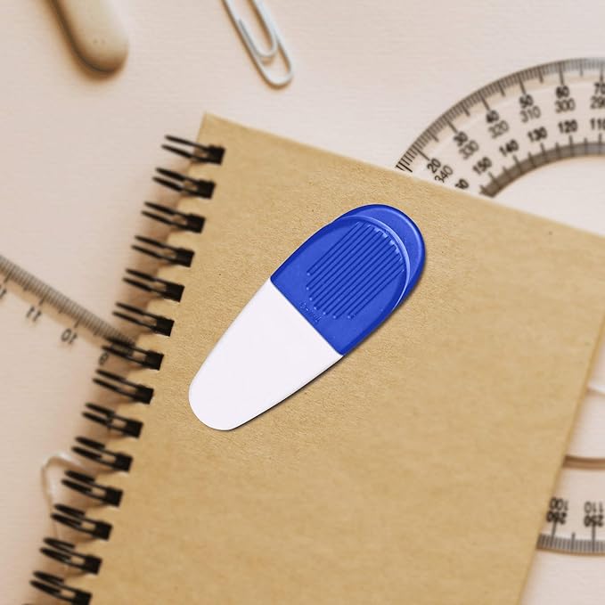 10 Magnetic Memo Holders Set - Large Clip, Plastic - White Blue