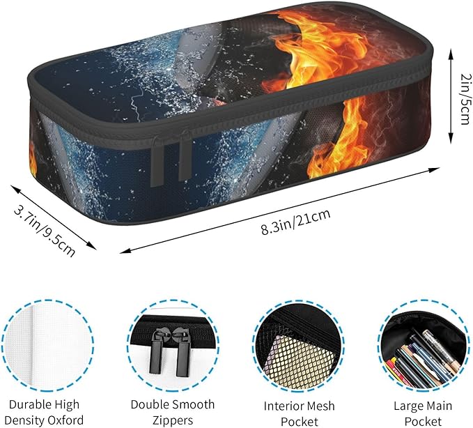 Hockey Sport Pencil Case Big Capacity Storage Pencil Pouch Stationery Bags With Zipper Portable Pen Holder Box Organizer For Boys Girls Teens Student College School Office Supplies