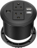 Desktop Power Grommet 3 inch, Desk Power Outlet Socket Recessed Power Strip with 2 AC Outlet & 2 USB Ports for Computer, Table, Kitchen, Office