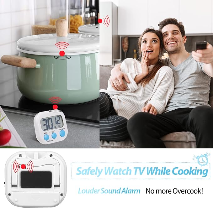 Weewooday 24 Pcs Digital Kitchen Timer Magnetic Timer Bulk On/Off Switch Minute Second Count up Countdown Loud Alarm for Exercise Cook Baking (Black,White)