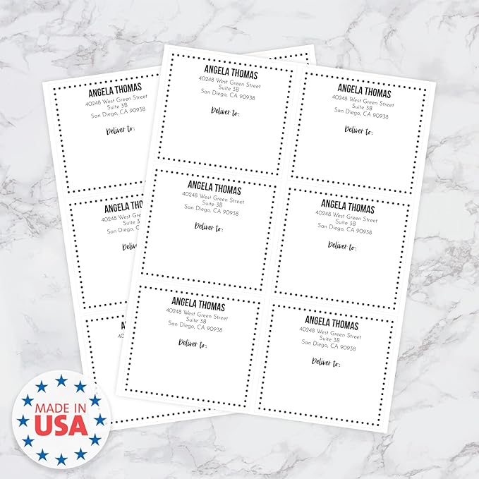 Custom Dotted Shipping Labels / 48 Personalized Address Labels/ 4" x 3½" Mailing Stickers/Made in USA