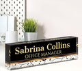 Name Plate for Desk, Desk Name Plate Personalized, Office Decor for Women Men, Acrylic Desktop Accessories, Office Appreciation Gifts for Boss Social Workers Nurse Teacher Employee (Black Stripes)