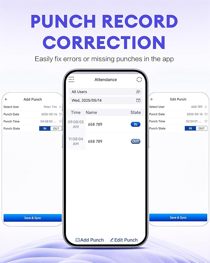 NGTeco APP-Based Time Clock, Fingerprint & PIN Time Clocks for Employees Small Business, 2.4GHz WiFi Biometric Clock in Machine for Employees with APP for iOS Android, No Monthly Fee