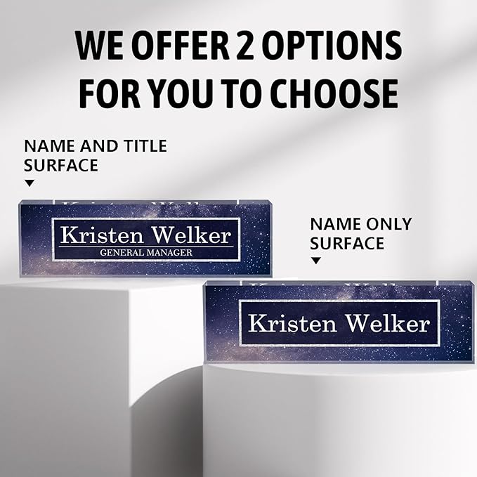 Personalized Name Plates for Office - Gifts for Teacher, Boss, Employee Appreciation - Office Desk Decor (Night Sky)
