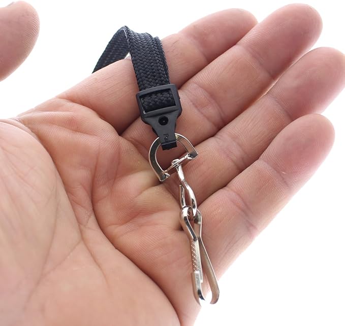 Specialist ID Bulk 100 Pack - Premium Breakaway Lanyards for ID Badges - Metal Swivel J Hook - 3/8” Wide - 36 Inch Length - Flat Woven (Black)