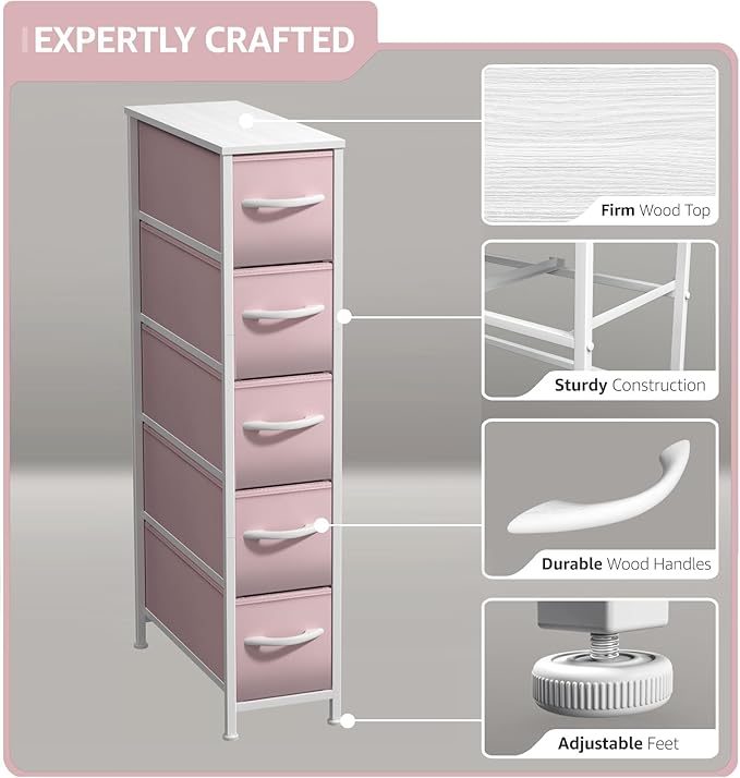 Sorbus Kids Dresser with 5 Drawers - Storage Unit Organizer Chest for Clothes - Bedroom, Kids Room, Nursery, & Closet