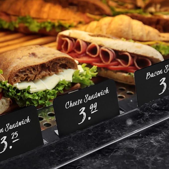 30 Pack Mini Chalkboard Signs 3x4 for Buffet & Table Use – Small Reusable Food Labels - Plastic Blackboard Display Cards for Wedding - Catering Vendor - Booths Party Tables & Bakery Displays