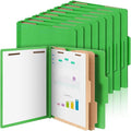Skyygemm 12 Pcs Classification Folders Letter Size Bulk - 2 Dividers Pressboard File Folder with 3. 5 Inch Expansion, 2 Prongs Fastener, Heavy Duty Office File Organizer for Teacher Medical (Green)