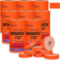 Perco Fluorescent Red Pricing Labels for Monarch 1131 Price Gun – 8 Sleeves, 64 Rolls Value Pack - 160,000 Price Marking Labels – with Ink Rolls Included