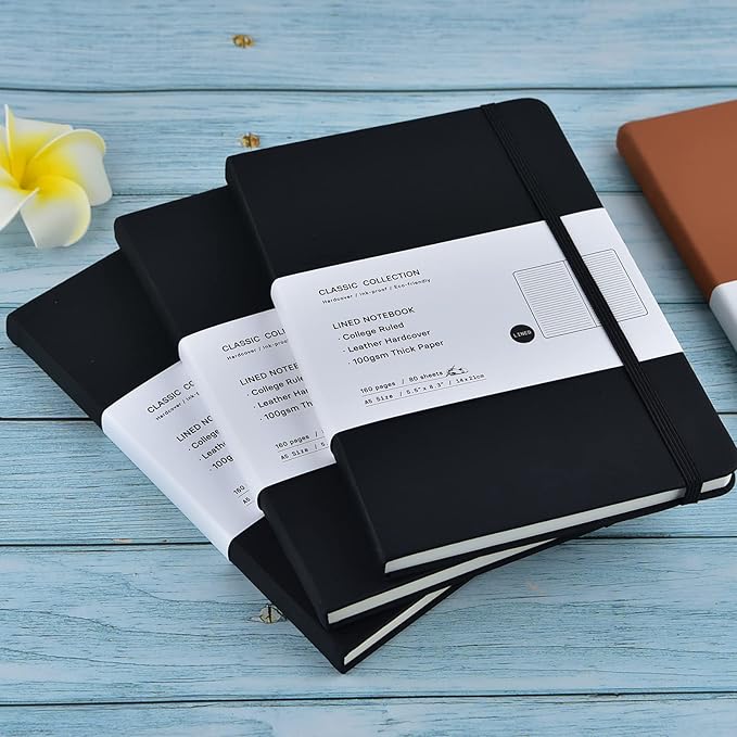 Coopay 24 Pack A5 Journal Notebooks Bulk, 160 Pages, 100GSM Thick Paper, 8.3 x 5.5 inch Hardcover Lined Leather Journals for Writing Office School Business,Bulk Notebook for Work Men Women(Black)