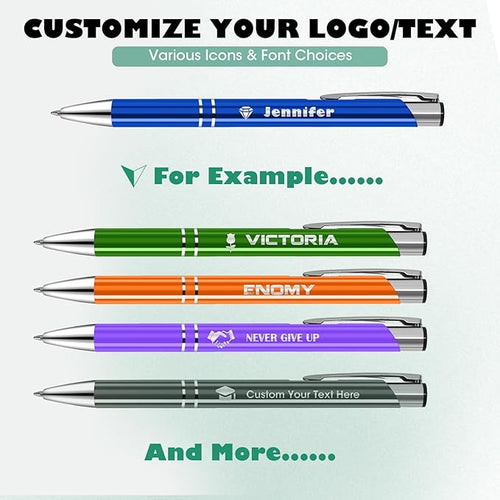 50 Pack Personalized Pens with Logo Text Name Custom Pens in Bulk Black Ballpoint Pens, Gift for Birthday Wedding Christmas Office College Business Promotion