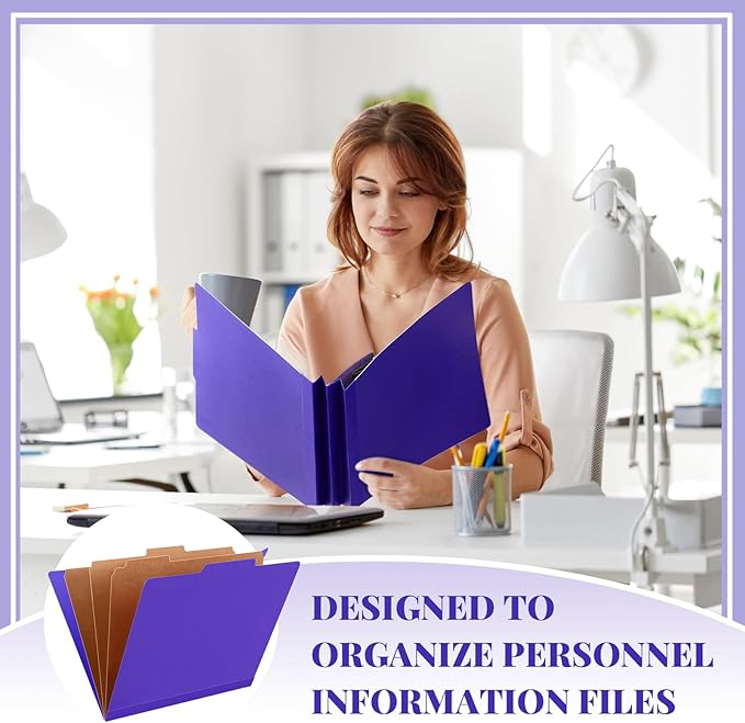 Skyygemm 72 Pcs Classification Folders Letter Size, 3 Divider Pressboard File Folder with Fasteners, Expanding File Organizer Bulk for Teachers, Clergy, Office, Church, Christmas Donations (Purple)