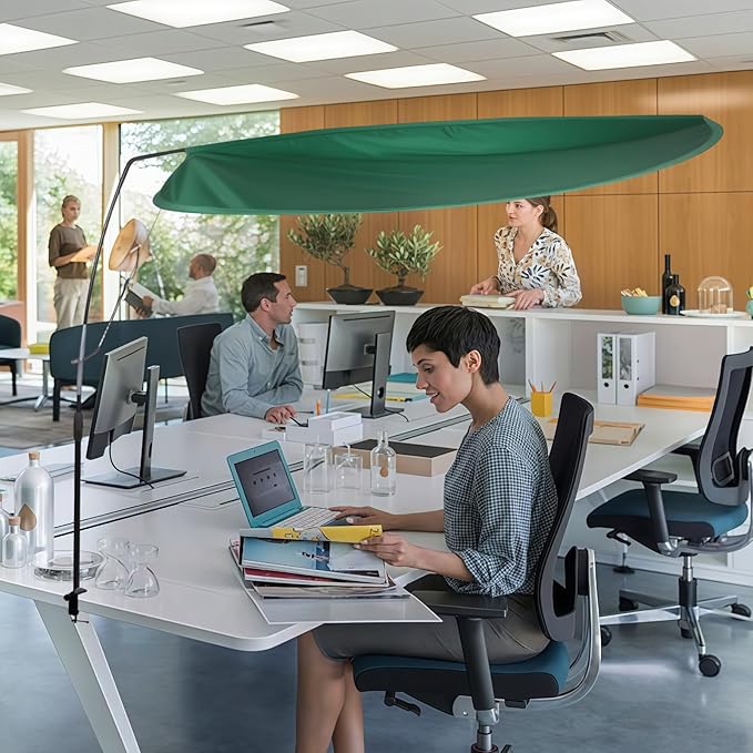 CKAGF Green Adjustable Office Cubicle & Desk Shade – Oval Design for Wider Coverage, Blocks Light and Distractions, Creates a Private and Comfortable Workspace