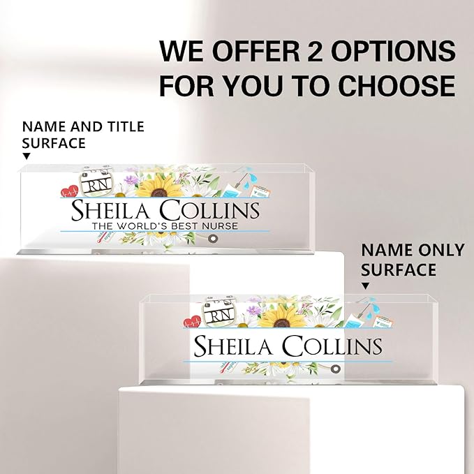 Custom Acrylic Name Plate for Desk, Employee Appreciation Gifts, Personalized Office Decor, Funny Gifts for Coworkers, Boss, Teacher (Nurse A)