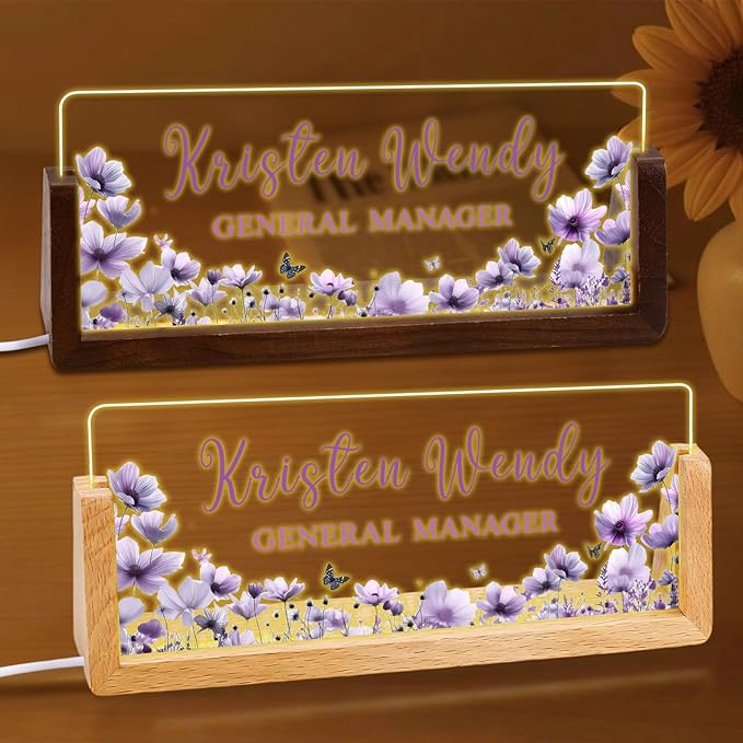 Ships Next Day, Custom Name Plate for Desk - Business Light Up Acrylic Desk Name Plate Personalized Elegant Office Gift for Boss Coworker Teacher Employee Appreciation Gift, Office Decor for Women Men