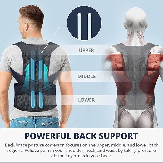 Fitsupport Back Brace Posture Corrector for Women and Men Back Lumbar Support Shoulder Posture Support for Improve Posture Provide and Back Pain Relief