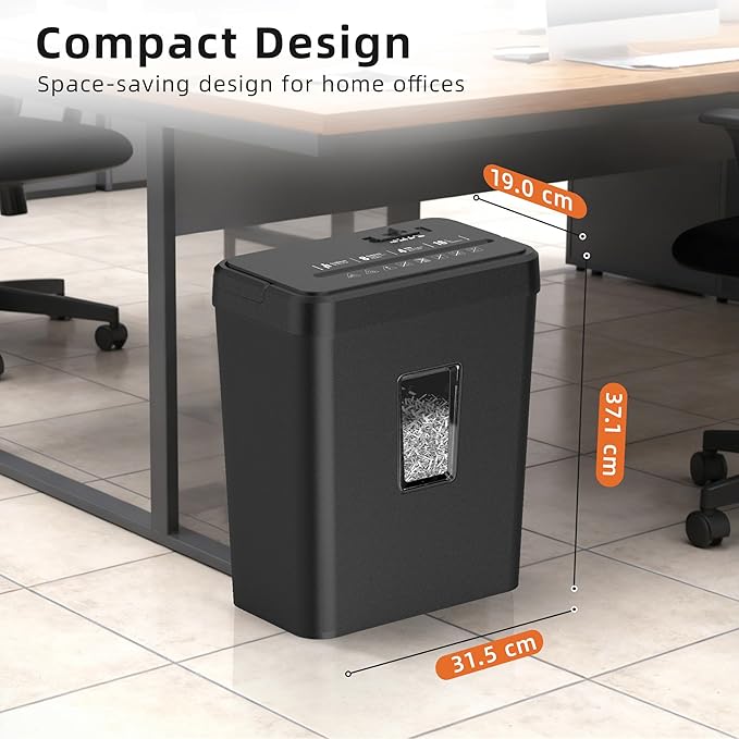 8-Sheet Cross Cut Paper Shredder P-4 Security with 4.2 Gal Bin & Portable Handle, Credit Card/Staple/Clip Shredder for Home Office Use