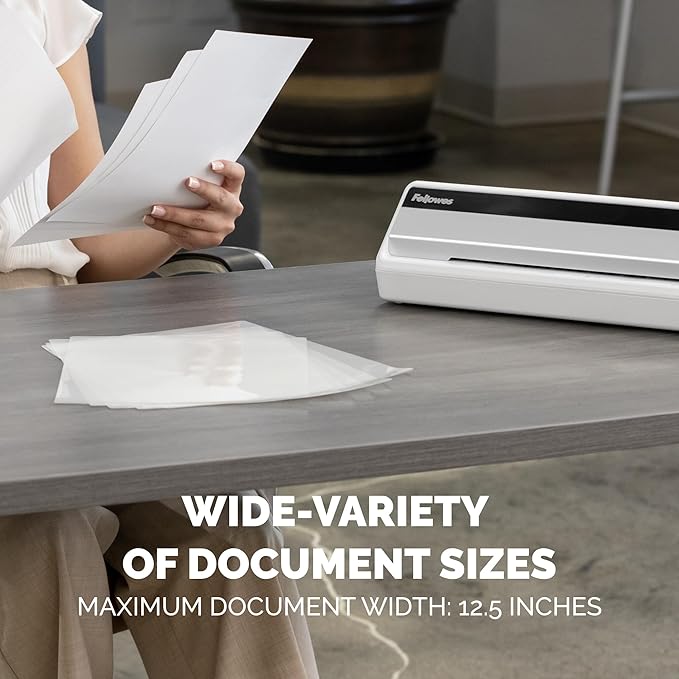 Fellowes Saturn 125 Thermal Laminator Machine for Home or Office with Pouch Starter Kit, 12.5 inch, Fast Warm-Up, Jam-Free Design (5736601)