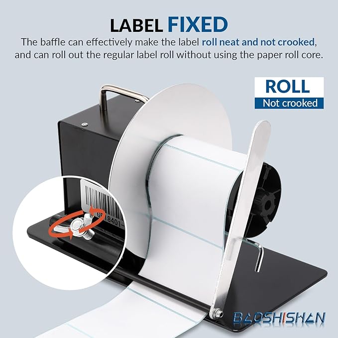 BAOSHISHAN Automatic Label Rewinder Machine Label Width 5.5inch/140mm Core Holder 1/1.5/3inch 100-240V (with Regulator and Baffle)