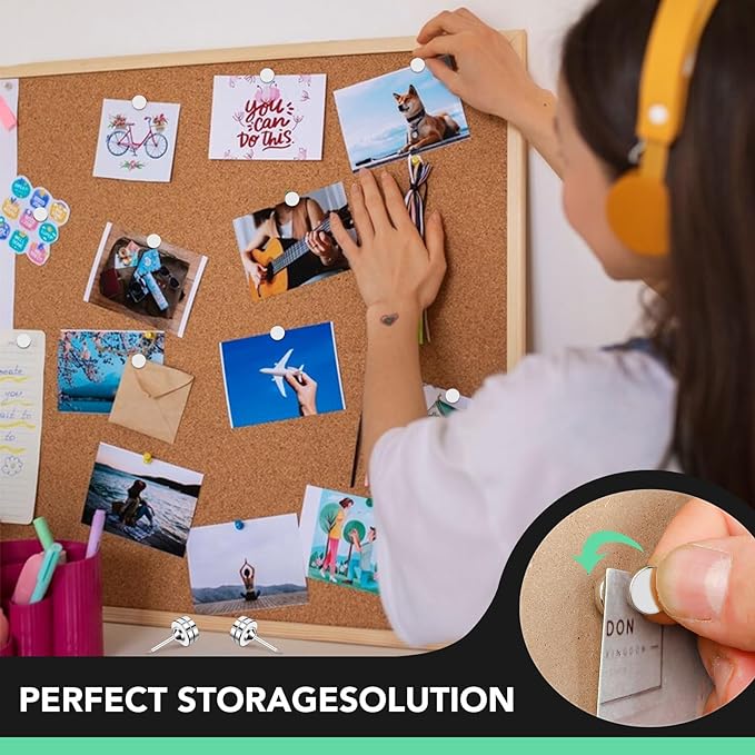 E BAVITE Magnetic Push Pins, 80 Sets Magnet Thumbtack for Wall Bulletin Board Strong Decorative Pushpins Clip for Map Picture Hanging Kit Poster Holder