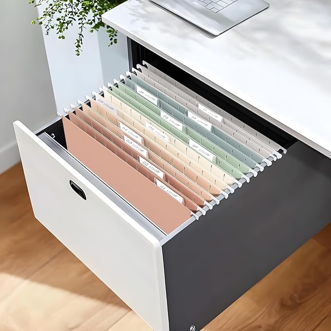 SUNEE Hanging File Folders, Pastel Colors - 75 Pack, Colored File Folders Letter Size with 1/5-Cut Tabs, Ideal for Organizing Home and Office Documents