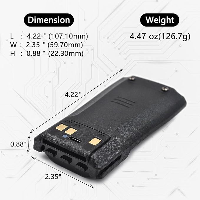 elxjar (2-Pack) 7.4V 3800mAh BF-1909 Replacement Battery for DR-1909U, AR-1909U UHF 10W DMR Two-Way Radios