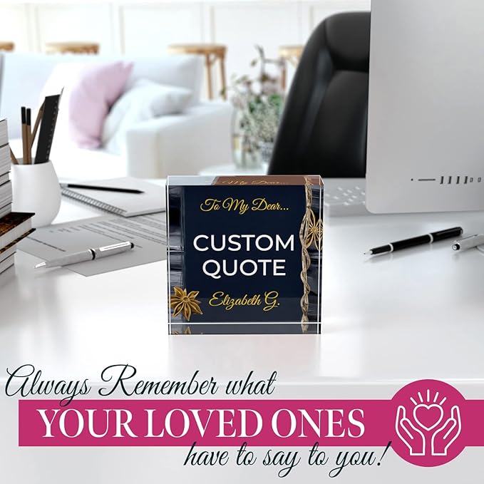 Custom Acrylic Sign Personalized, Custom Desk Name Plate, 18 Styles, (4"x4"), With Gift Box, USA Made by Acryluxe. (Trenton)