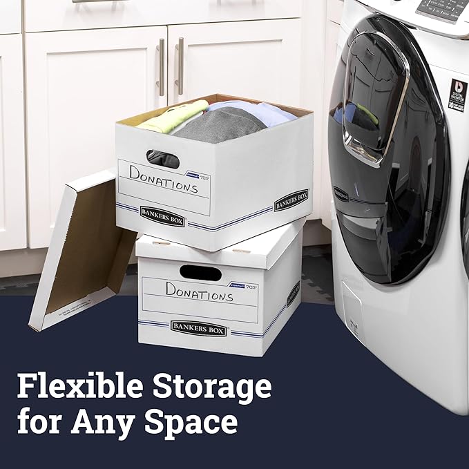 Bankers Box 4-Pack Basic Duty File Storage Boxes with Lids, Letter/Legal, STOR/FILE, (0070308)