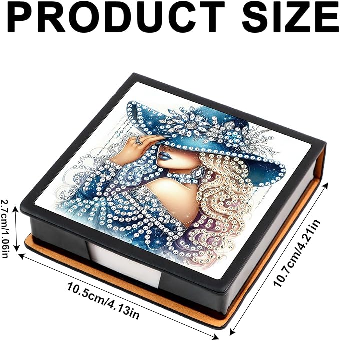 2 pcs Woman Diamond Painting Kit Note Box,Hat Memo Paper Storage Box Diamond Art,Sticky Note Holder Diamond Art,Diamond Painting Memo Pad For Office Desk. (Woman)