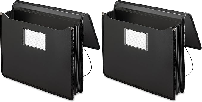 Smead Poly Premium Expanding File Wallet with Closure, 5-1/4" Expansion, Letter Size, Black (71500) (Pack of 2)