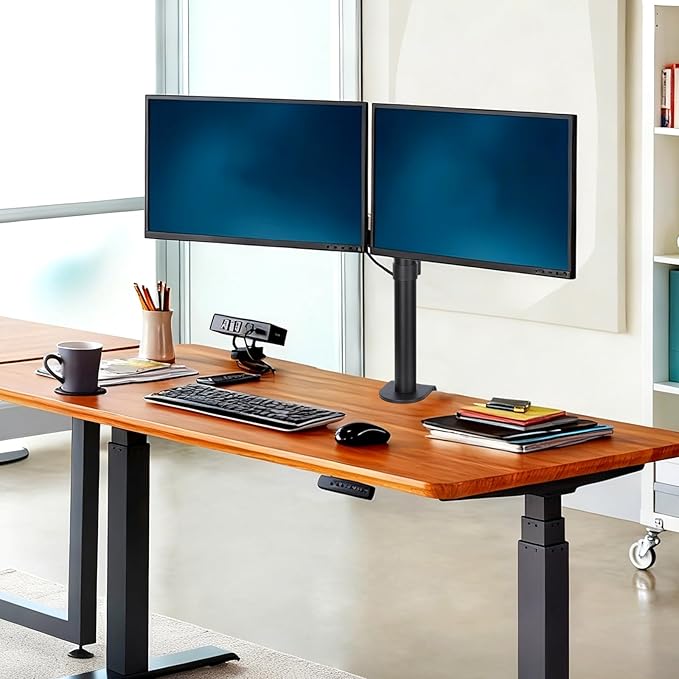 Monitor Desk Mount, Heavy Duty Adjustable Monitor Stand, Arm Desk Mount with C Clamp/Grommet Base (Dual Arms Fit 13"-32")