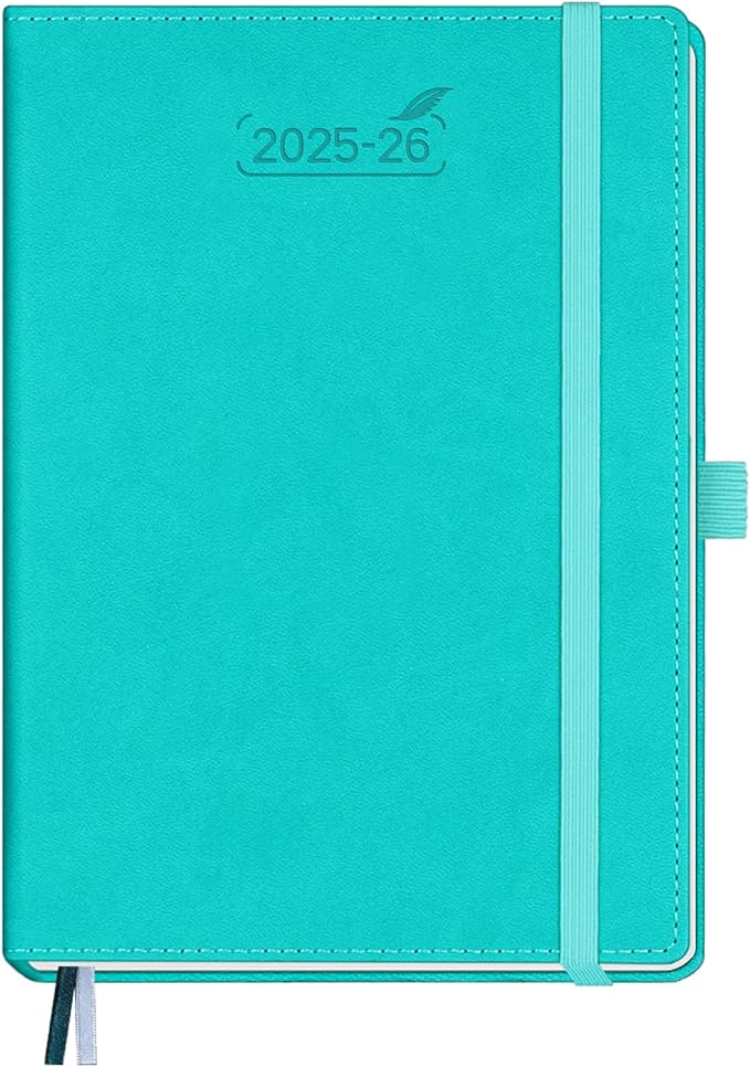 BEZEND 2026 Planner Weekly and Monthly (6" x 8.5") Daily Calendar Book with Tabs (Jul 25-Dec 26) Vertical Hourly Timeslots, Storage Pocket, Pen Holder, PU Leather Hardcover - Turquoise