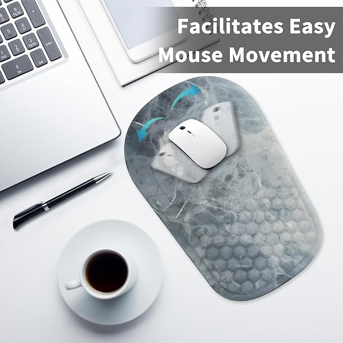 Ergonomic Mouse Pad with Wrist Support, Comfortable Memory Foam Mousepad with Massage Design and Non-Slip PU Base, Wrist Rest Mouse Pad for Office and Home, 12x8 Inch