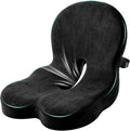 Ergonomic Memory Foam Reenly Seat Cushion & Non-Slip Base with Adjustable Straps,Seat Cushion for Truck Driver and Office Chair Cushion,Removable Washable Cover- Plush Velvet
