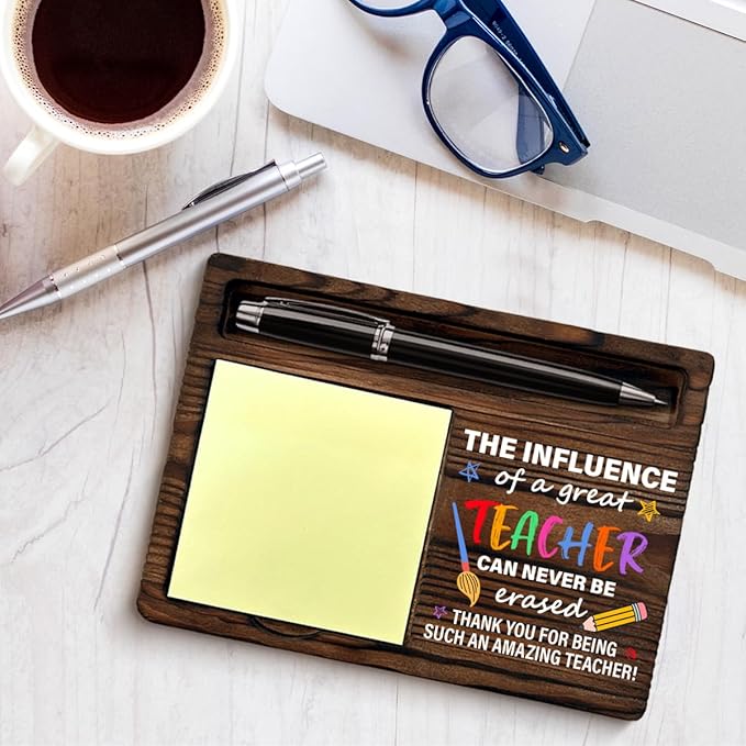Thank You Teacher Gifts for Women Men Sticky Note Holder Teachers Appreciation Gifts The Influence of a Great Teacher Can Never Be Erased Self-Stick Note Pad Holders Home Office Decor