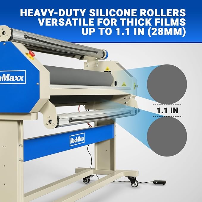 65" Full-Auto Cold & Heat Assisted Laminator Machine with 4 Trimmers, Max Speed 40ft/min, 63" Max Width, 1.1" Max Thickness, Infrared Heating, Digital Control for Vinyl Graphics, Inkjet Prints,1700-B2