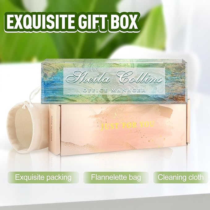 Custom Acrylic Name Plate for Desk, Employee Appreciation Gifts, Office Decor, Personalized, Funny Gifts for Coworkers Boss Teacher (Oil Painting)